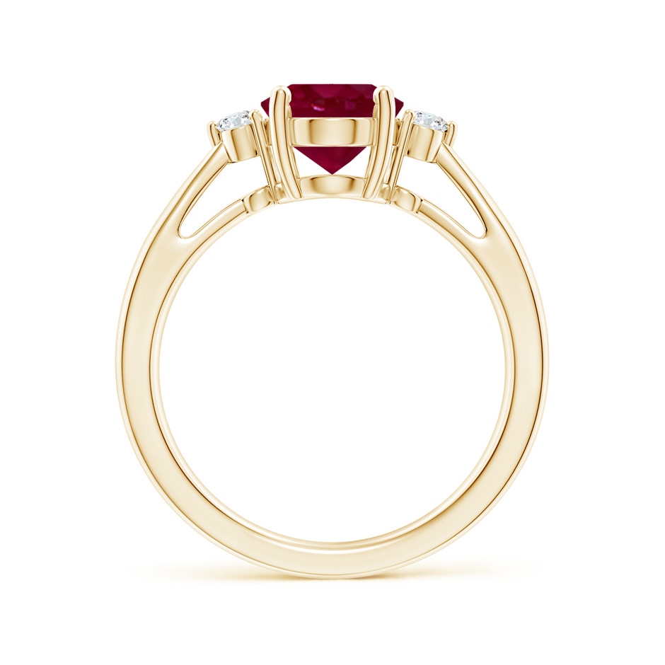 9x7mm A Tapered Shank Ruby Solitaire Ring with Diamond Accents in Yellow Gold side 199