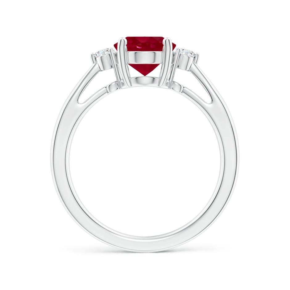 9x7mm AA Tapered Shank Ruby Solitaire Ring with Diamond Accents in P950 Platinum side 199