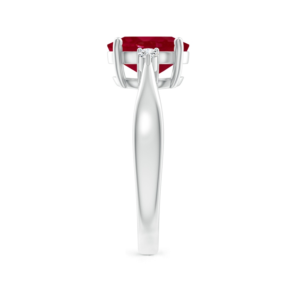 9x7mm AA Tapered Shank Ruby Solitaire Ring with Diamond Accents in P950 Platinum side 299