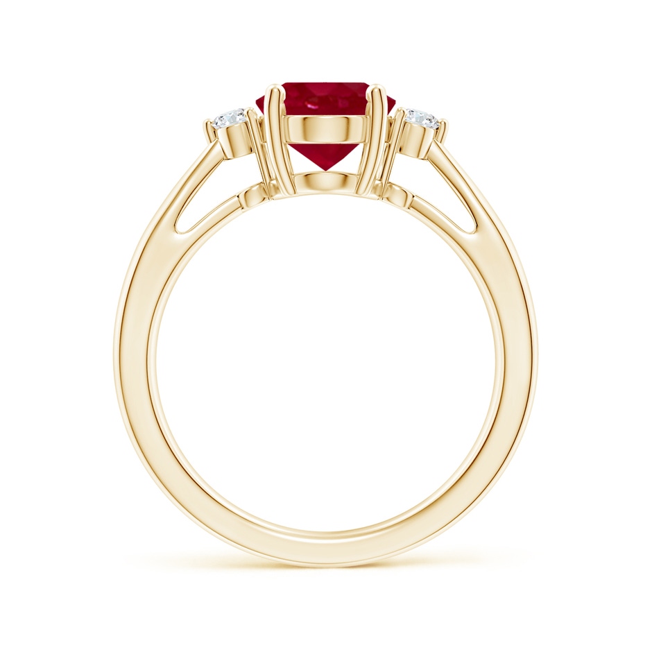 9x7mm AA Tapered Shank Ruby Solitaire Ring with Diamond Accents in Yellow Gold side 199