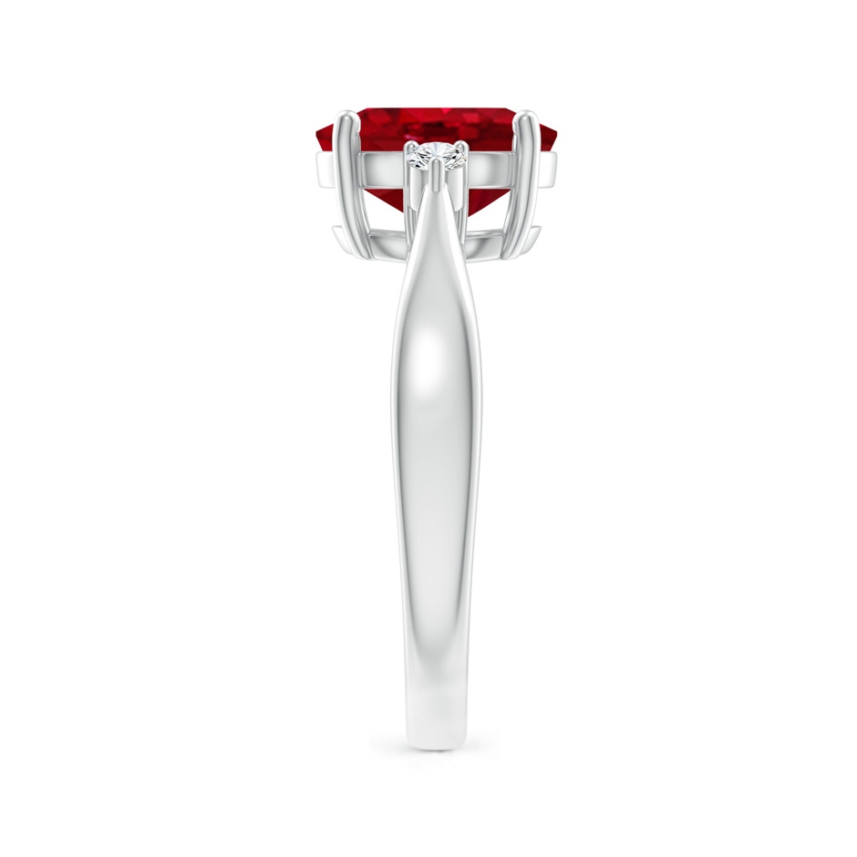 9x7mm AAA Tapered Shank Ruby Solitaire Ring with Diamond Accents in P950 Platinum side 299