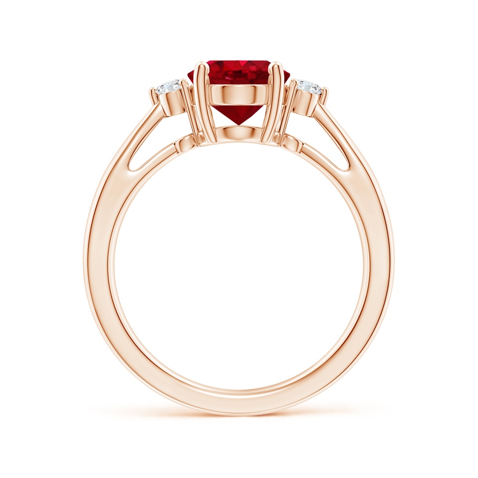9x7mm AAA Tapered Shank Ruby Solitaire Ring with Diamond Accents in Rose Gold side 199