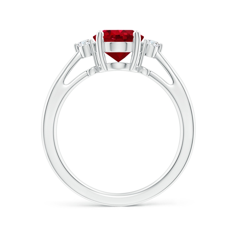 9x7mm AAA Tapered Shank Ruby Solitaire Ring with Diamond Accents in White Gold side 199