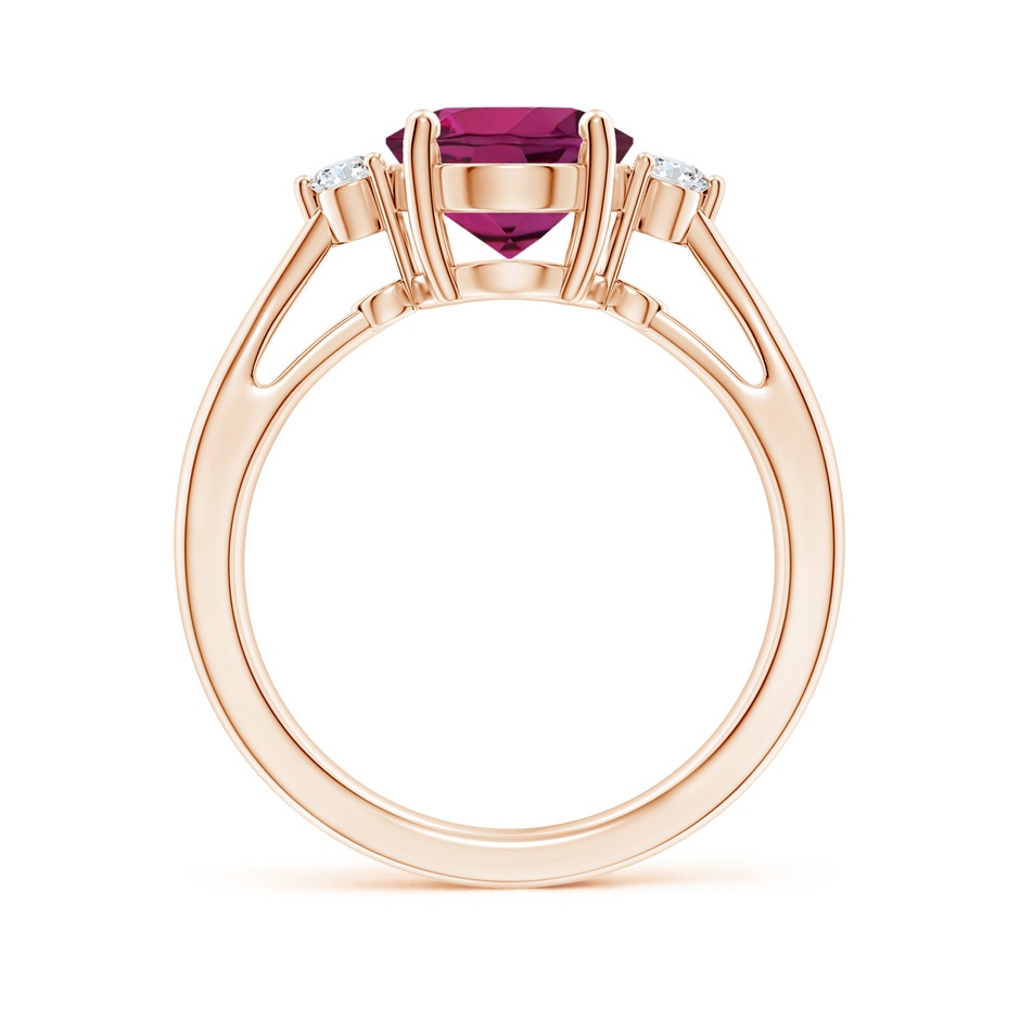 10x8mm AAAA Tapered Shank Rhodolite Solitaire Ring with Diamond Accents in Rose Gold side 199