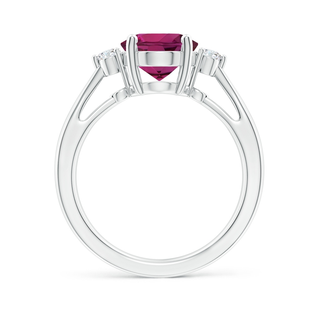10x8mm AAAA Tapered Shank Rhodolite Solitaire Ring with Diamond Accents in White Gold - side 199