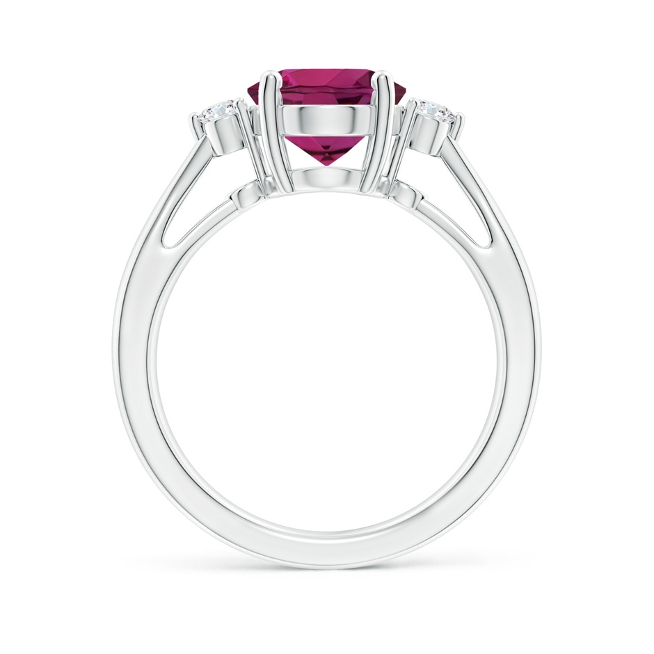 10x8mm AAAA Tapered Shank Rhodolite Solitaire Ring with Diamond Accents in White Gold side 199