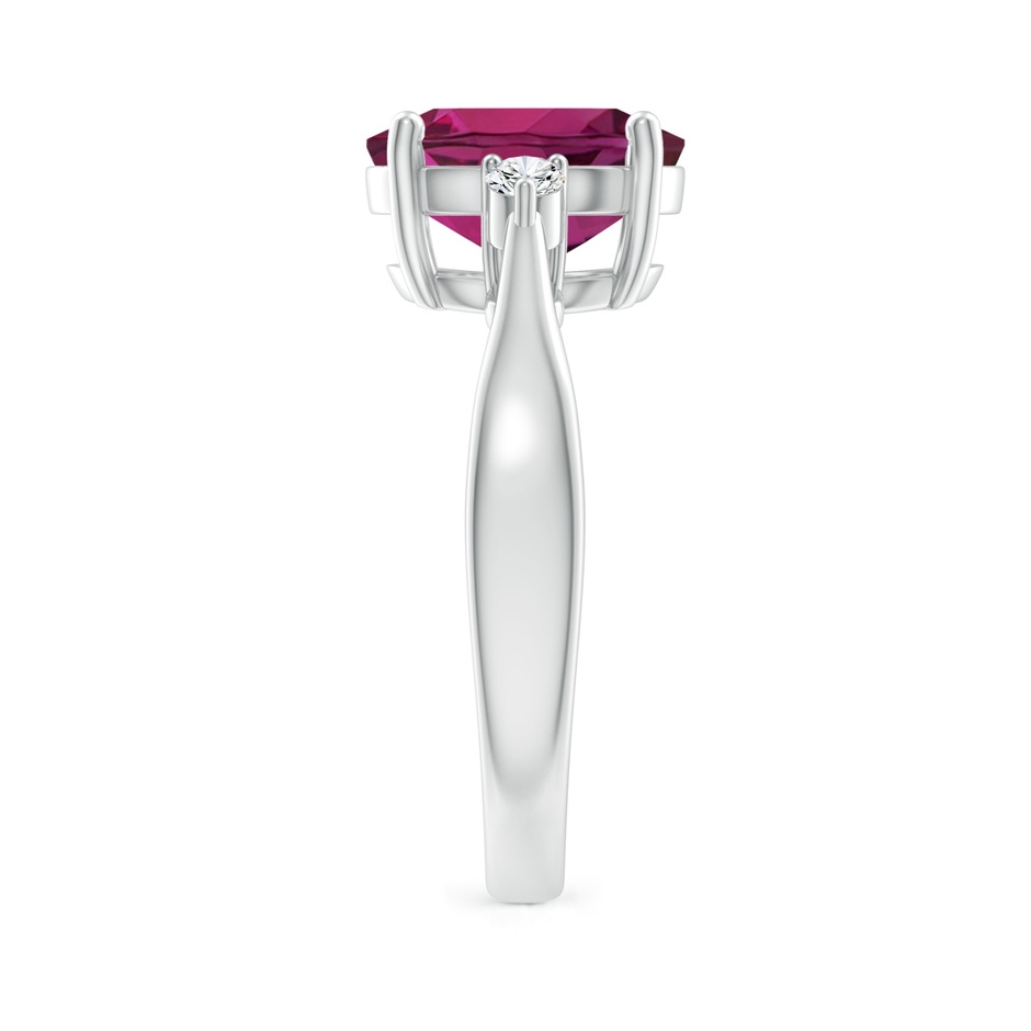 10x8mm AAAA Tapered Shank Rhodolite Solitaire Ring with Diamond Accents in White Gold side 299