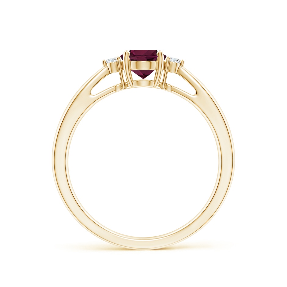 7x5mm A Tapered Shank Rhodolite Solitaire Ring with Diamond Accents in 18K Yellow Gold side 199