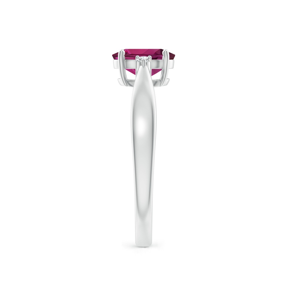 7x5mm AAAA Tapered Shank Rhodolite Solitaire Ring with Diamond Accents in White Gold side 299
