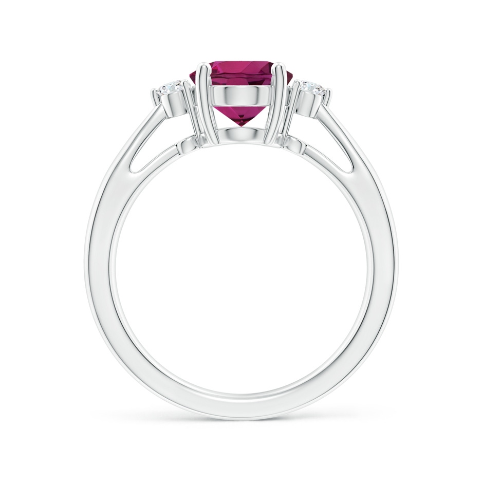 9x7mm AAAA Tapered Shank Rhodolite Solitaire Ring with Diamond Accents in P950 Platinum side 199