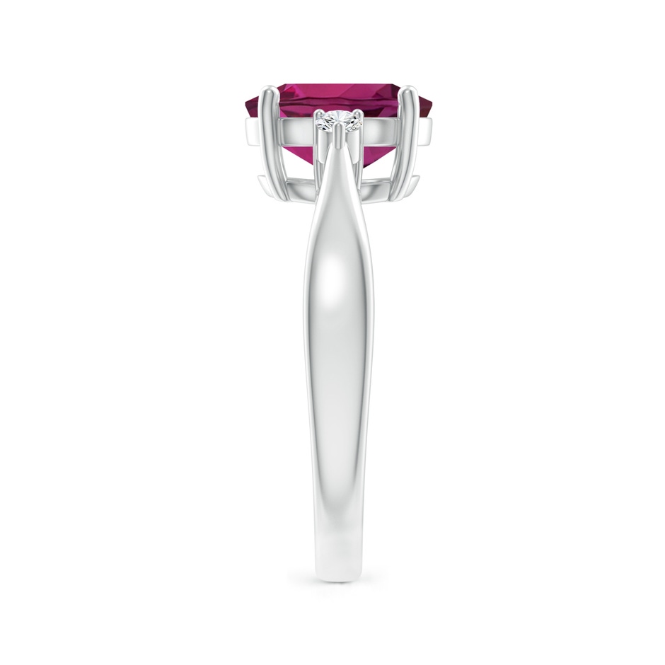 9x7mm AAAA Tapered Shank Rhodolite Solitaire Ring with Diamond Accents in P950 Platinum side 299