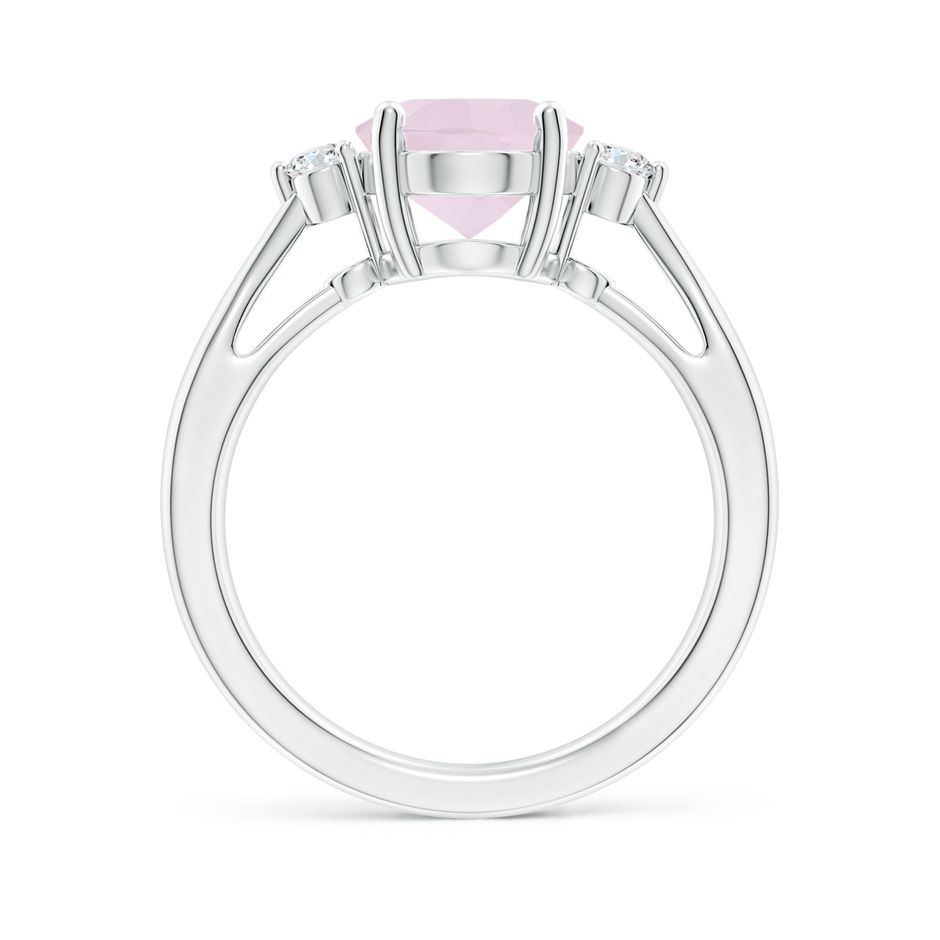 10x8mm A Tapered Shank Rose Quartz Solitaire Ring with Diamond Accents in White Gold side-1
