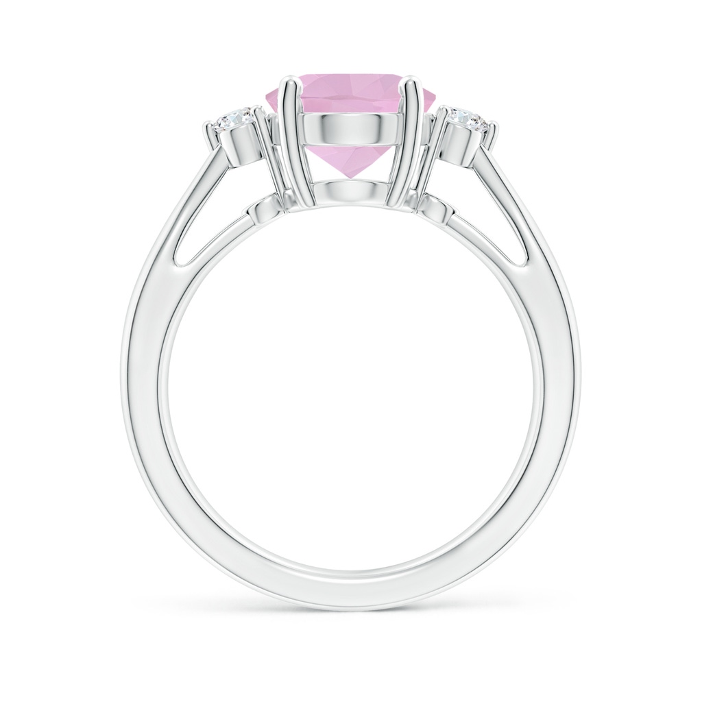 10x8mm AAAA Tapered Shank Rose Quartz Solitaire Ring with Diamond Accents in White Gold - side_1