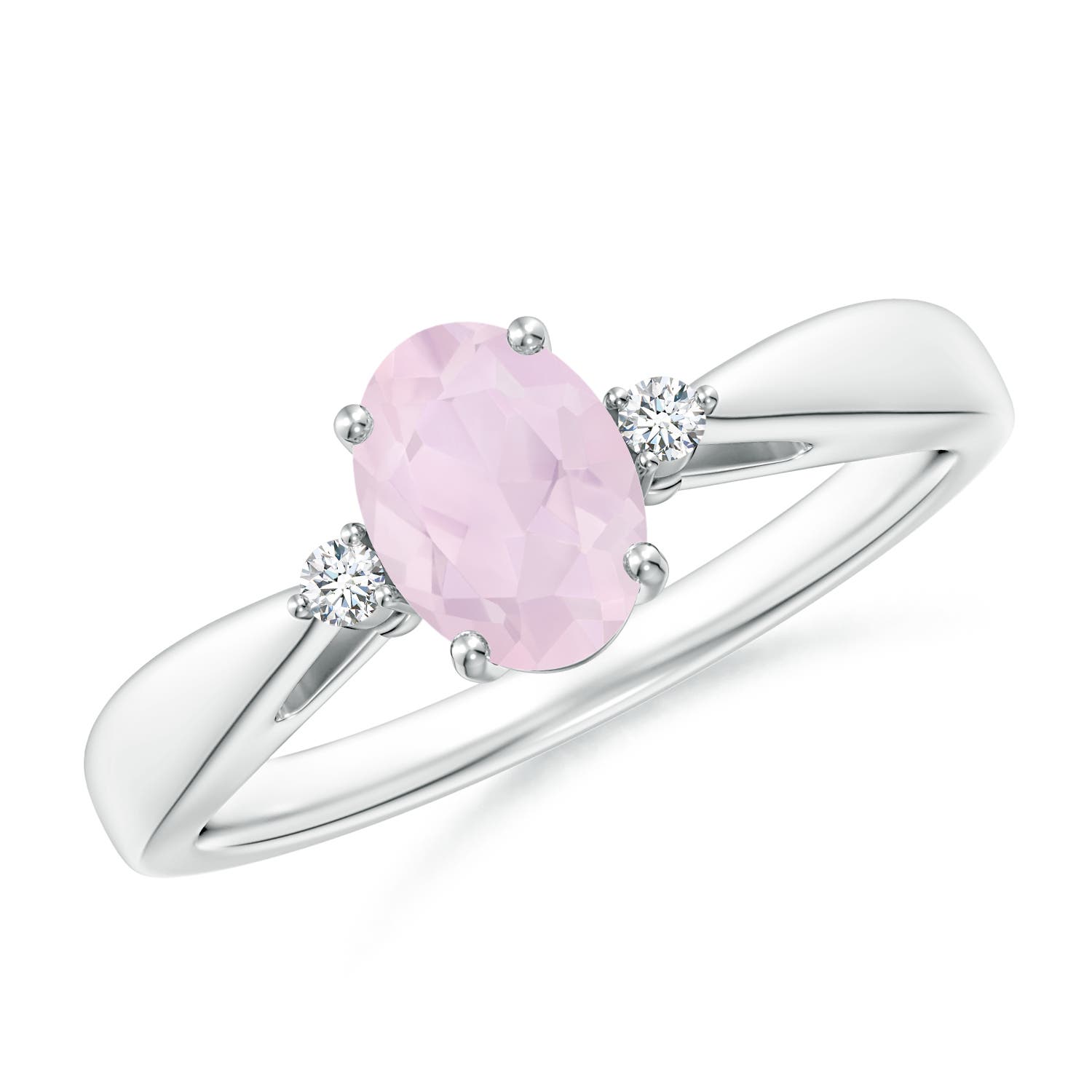 A - Rose Quartz / 0.74 CT / 14 KT White Gold