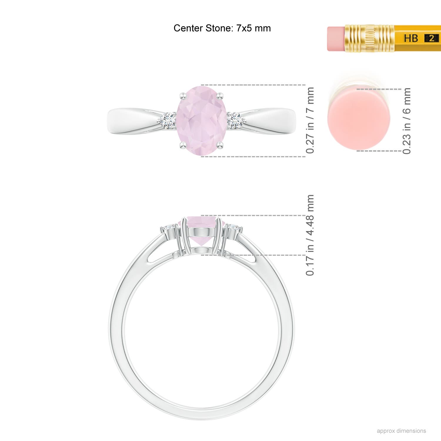 A - Rose Quartz / 0.74 CT / 14 KT White Gold