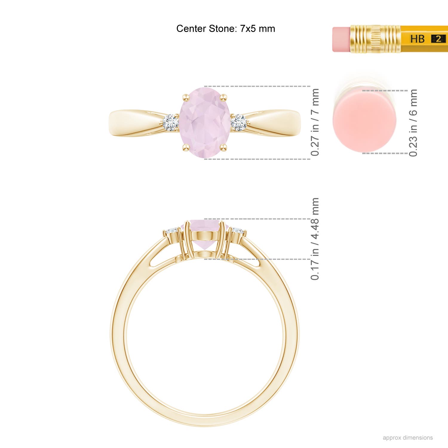 A - Rose Quartz / 0.74 CT / 14 KT Yellow Gold