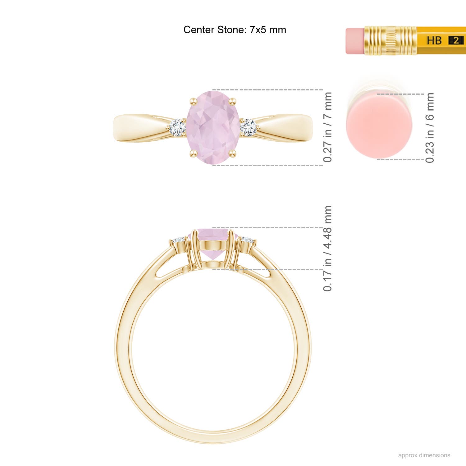 AA - Rose Quartz / 0.74 CT / 14 KT Yellow Gold