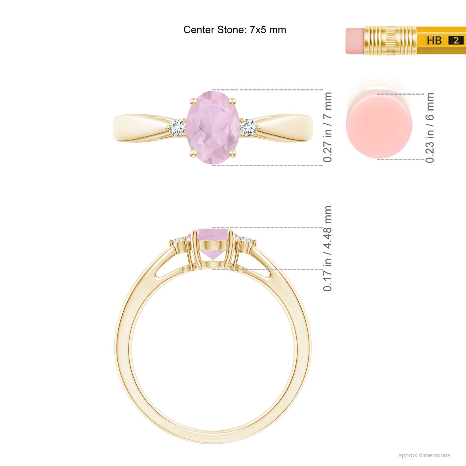 AAA - Rose Quartz / 0.74 CT / 14 KT Yellow Gold