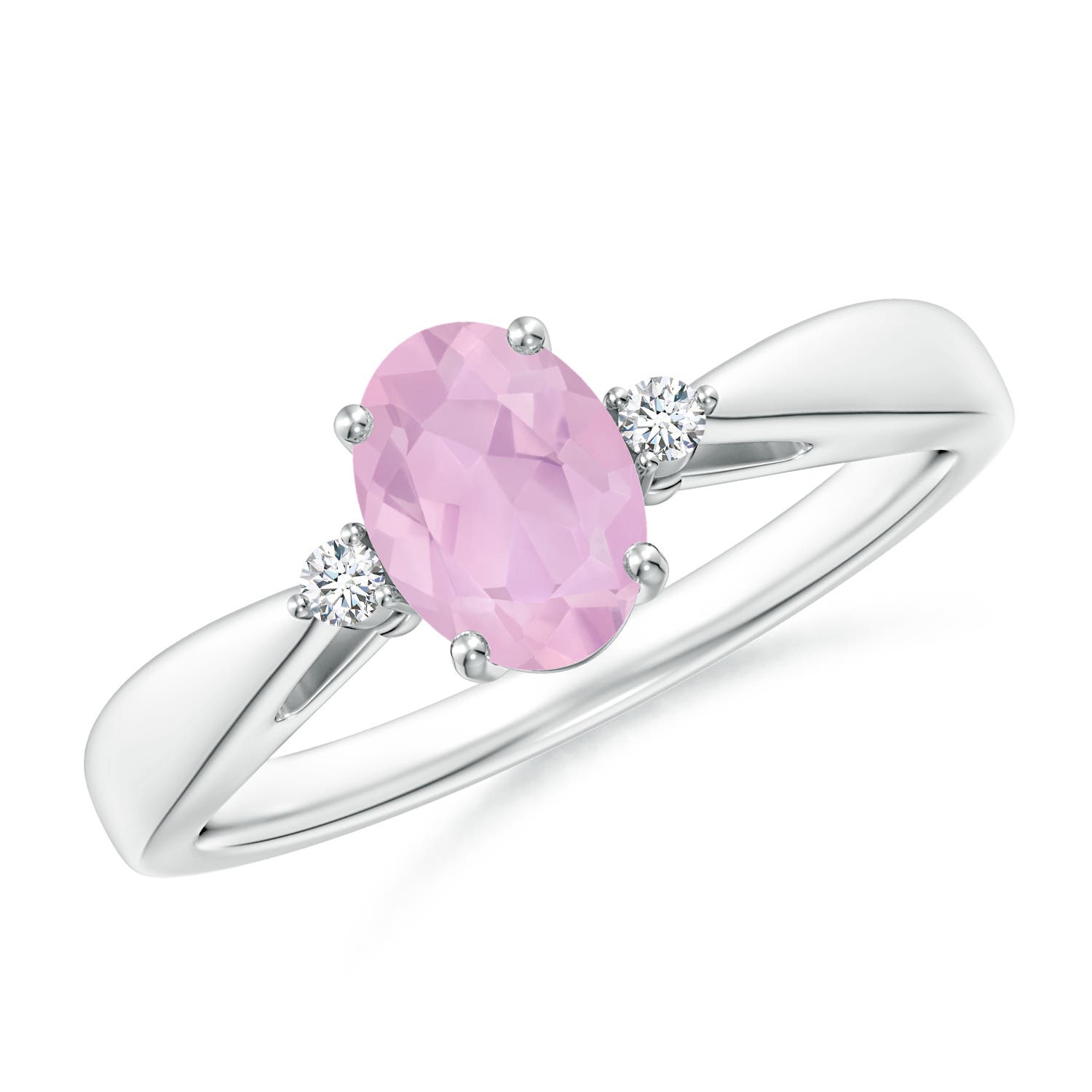 AAAA - Rose Quartz / 0.74 CT / 14 KT White Gold