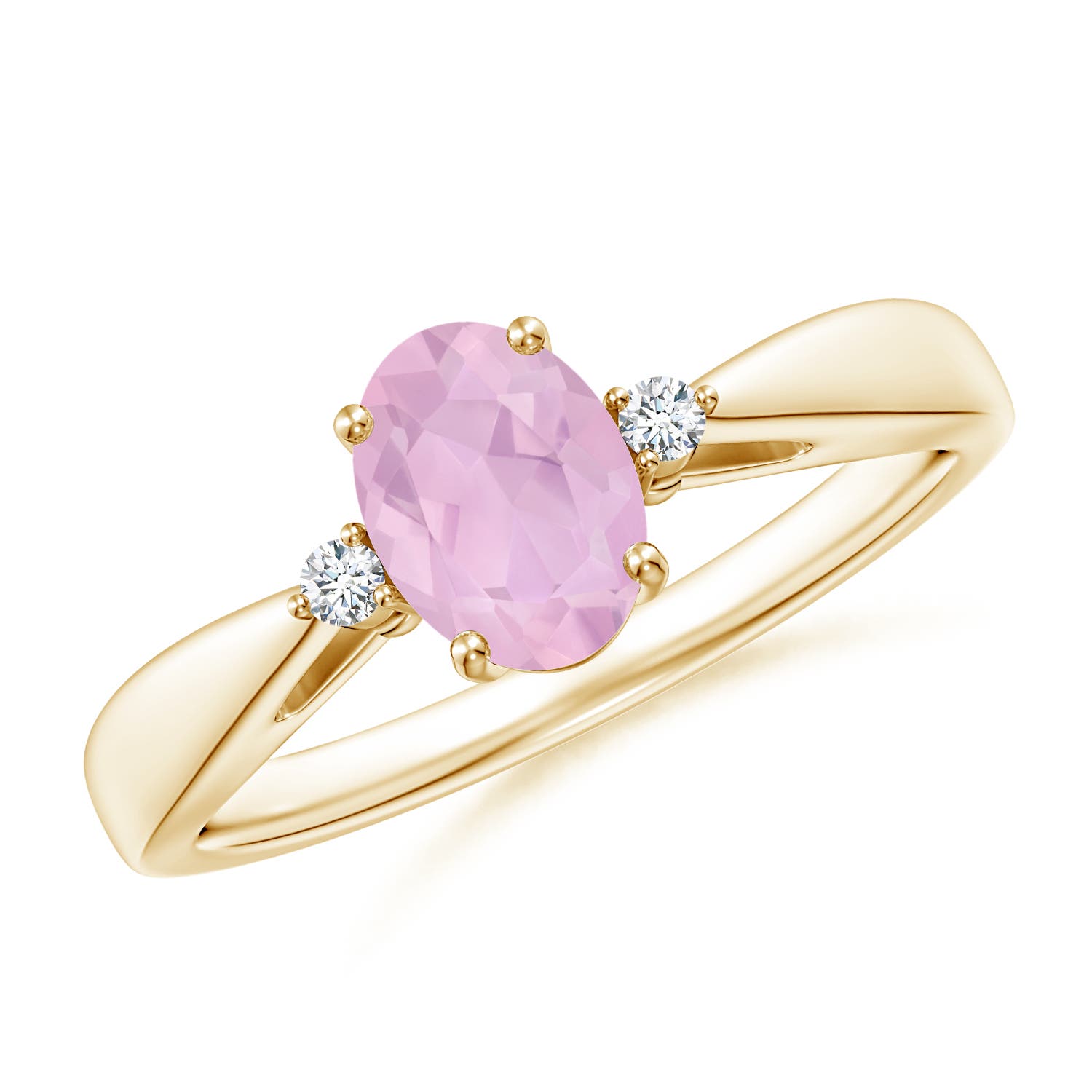 AAAA - Rose Quartz / 0.74 CT / 14 KT Yellow Gold