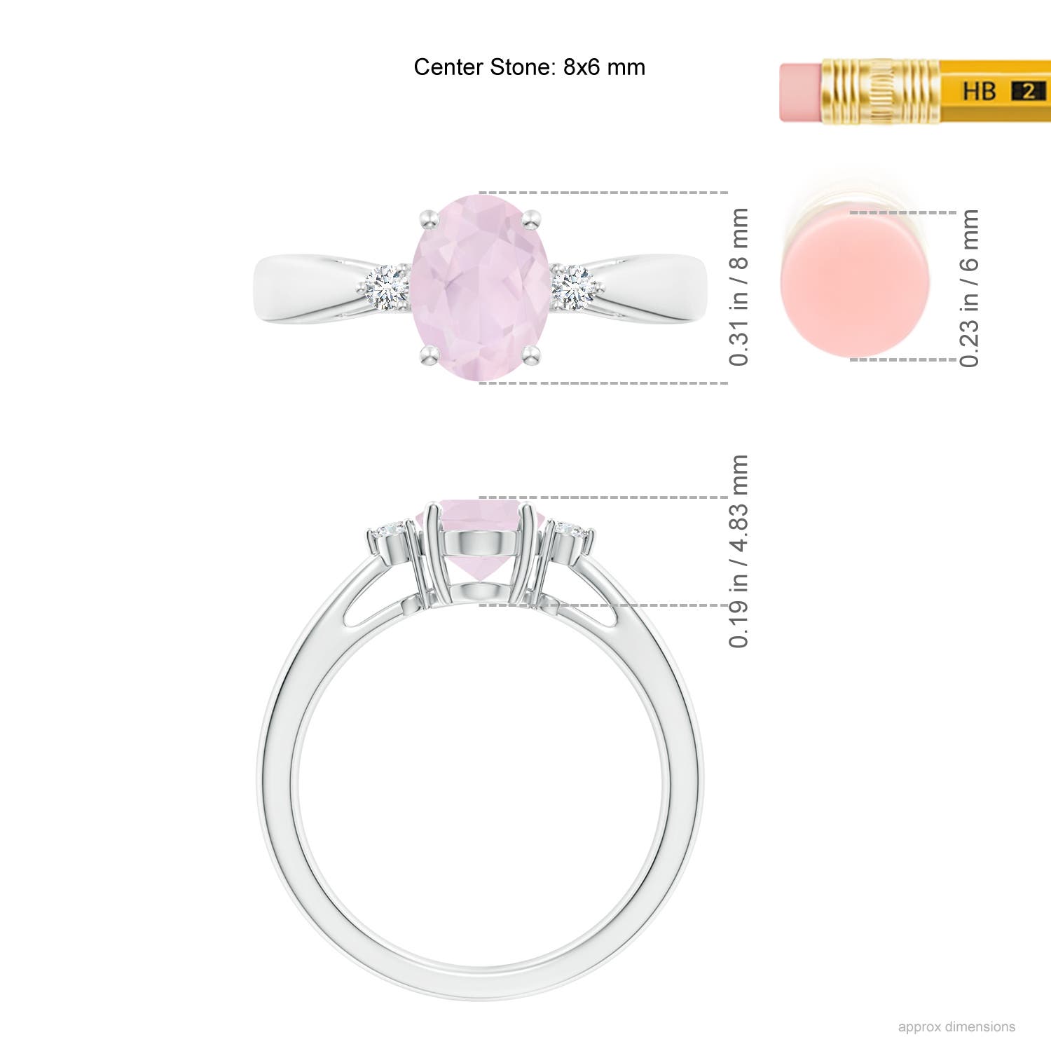 A - Rose Quartz / 1.06 CT / 14 KT White Gold