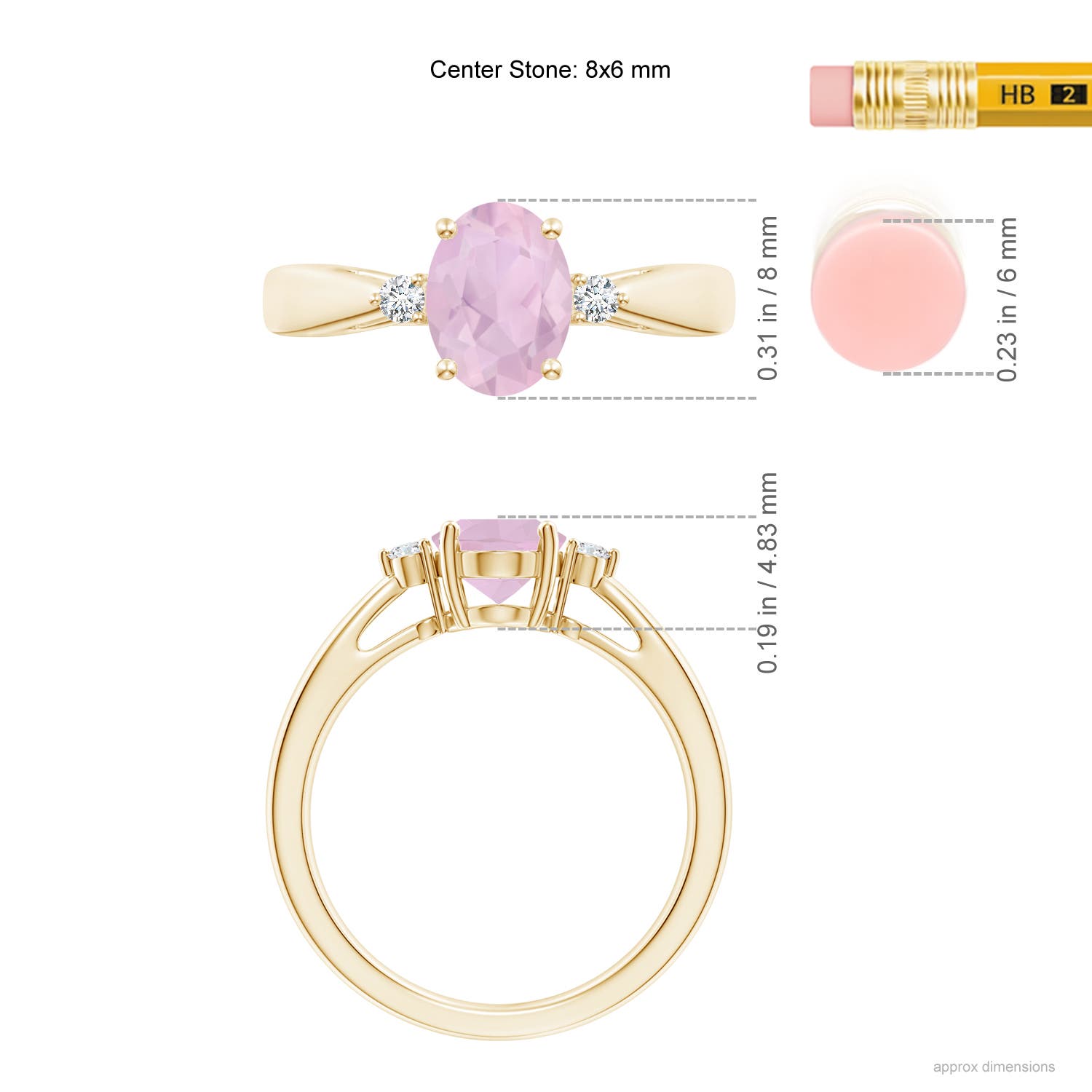 AAA - Rose Quartz / 1.06 CT / 14 KT Yellow Gold