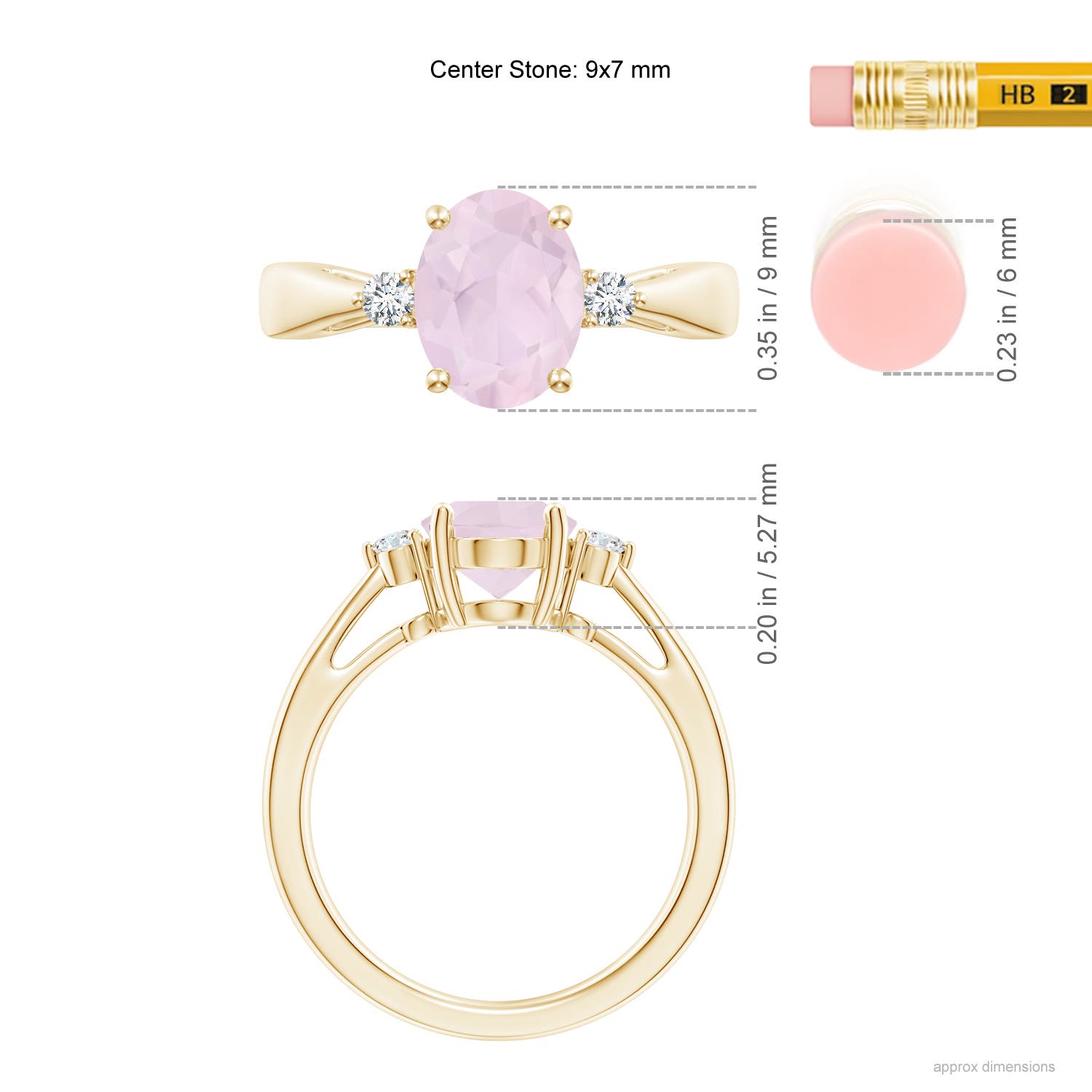 A - Rose Quartz / 1.59 CT / 14 KT Yellow Gold