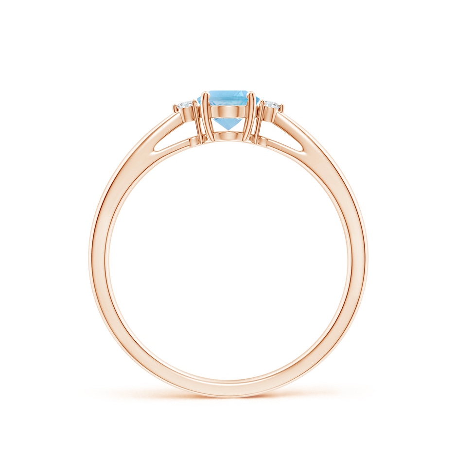6x4mm A Swiss Blue Topaz Reverse Tapered Shank Ring with Diamonds in Rose Gold side-1