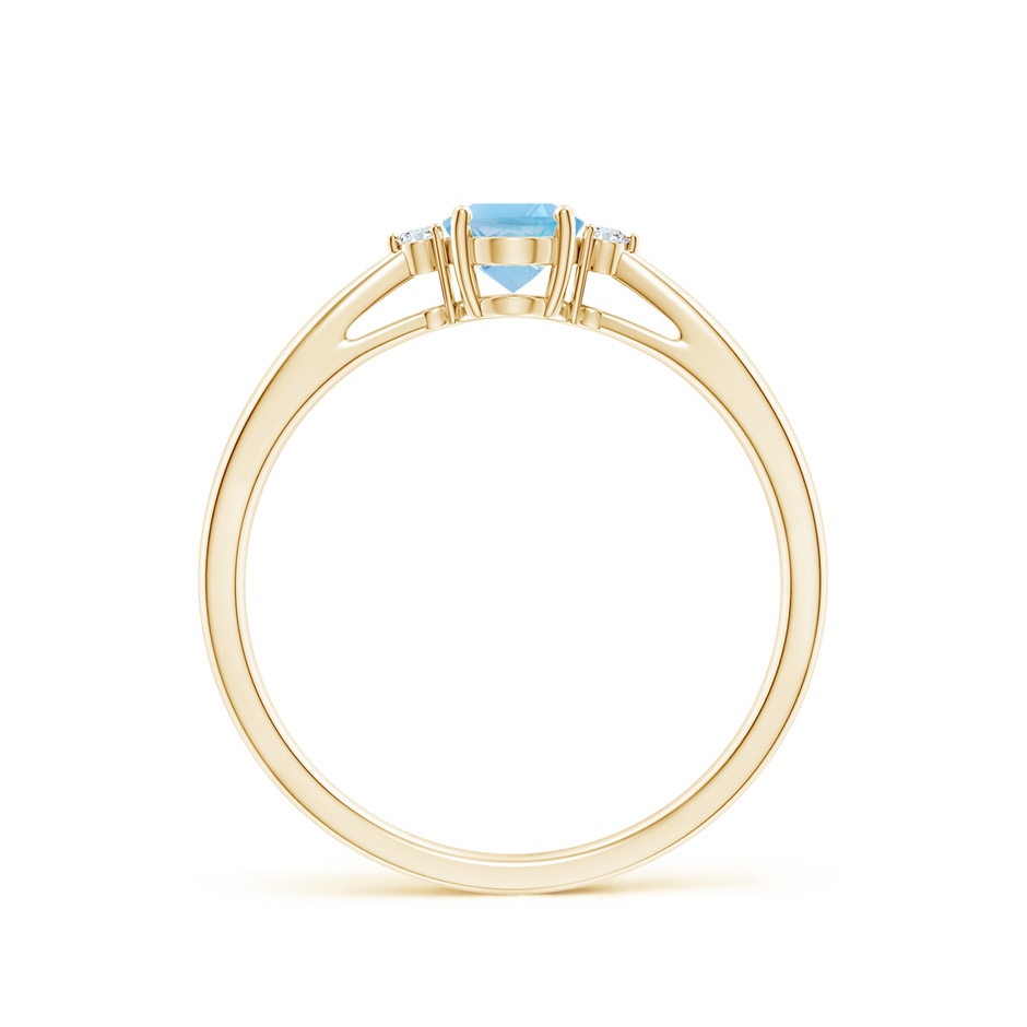 6x4mm A Swiss Blue Topaz Reverse Tapered Shank Ring with Diamonds in Yellow Gold side-1