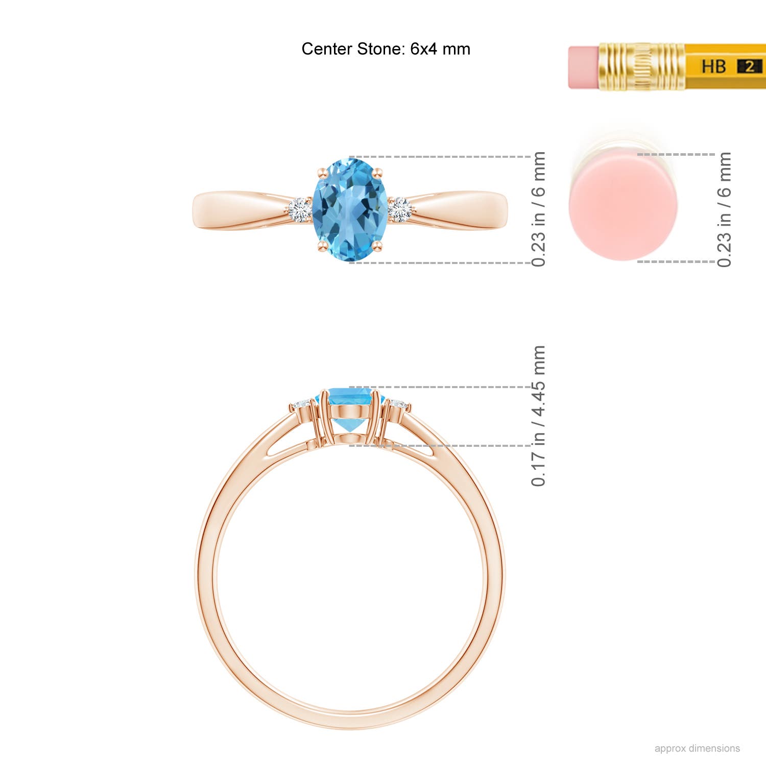 AA - Swiss Blue Topaz / 0.57 CT / 14 KT Rose Gold