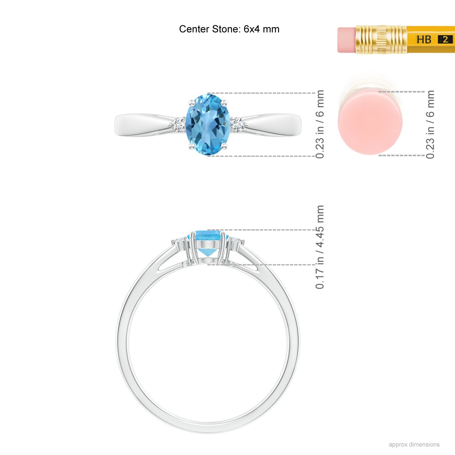 AA - Swiss Blue Topaz / 0.57 CT / 14 KT White Gold