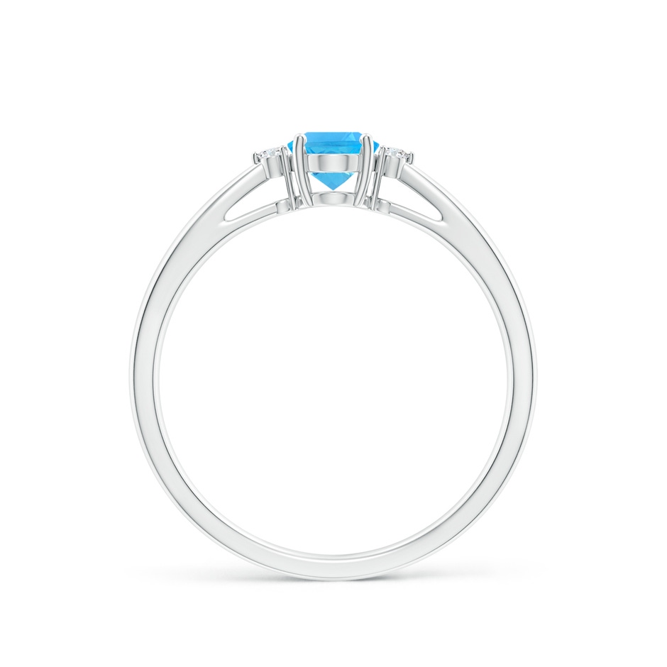 6x4mm AAA Swiss Blue Topaz Reverse Tapered Shank Ring with Diamonds in P950 Platinum side-1