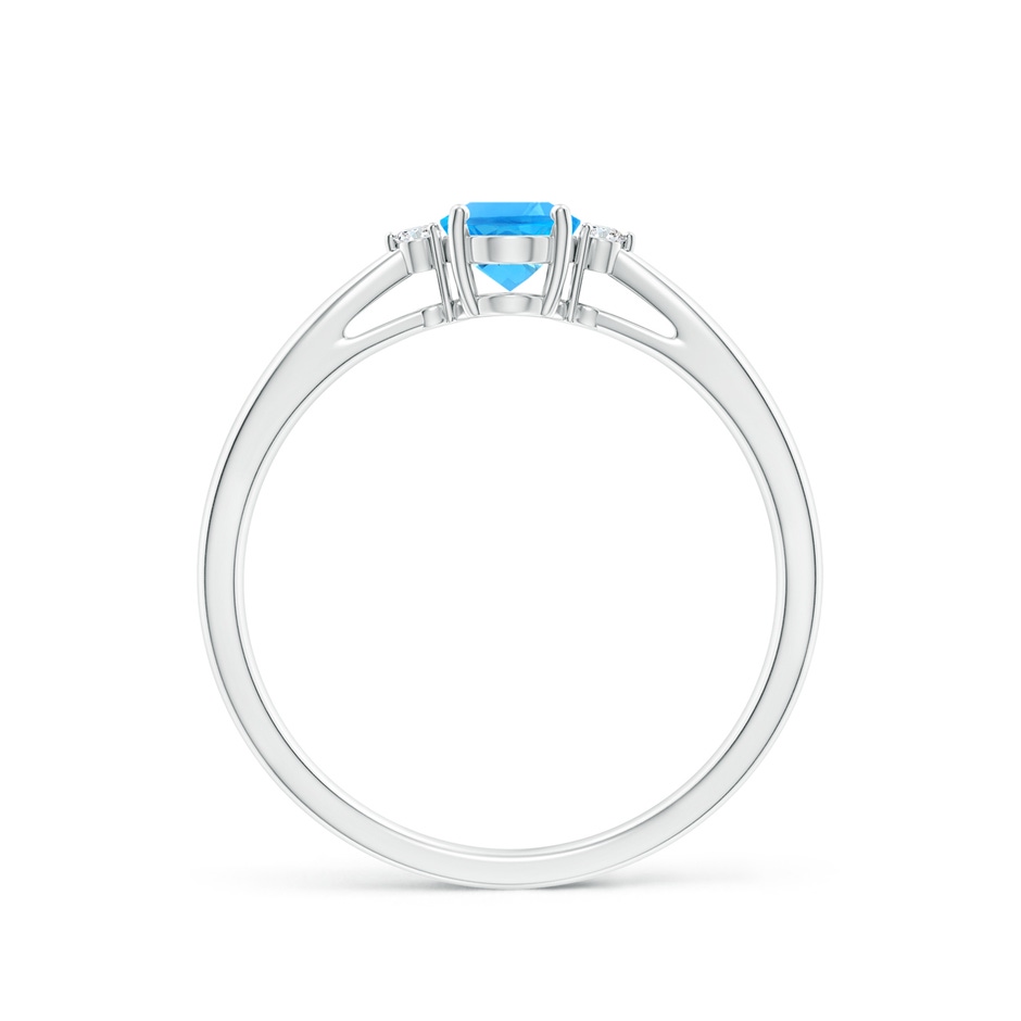6x4mm AAAA Swiss Blue Topaz Reverse Tapered Shank Ring with Diamonds in P950 Platinum side-1