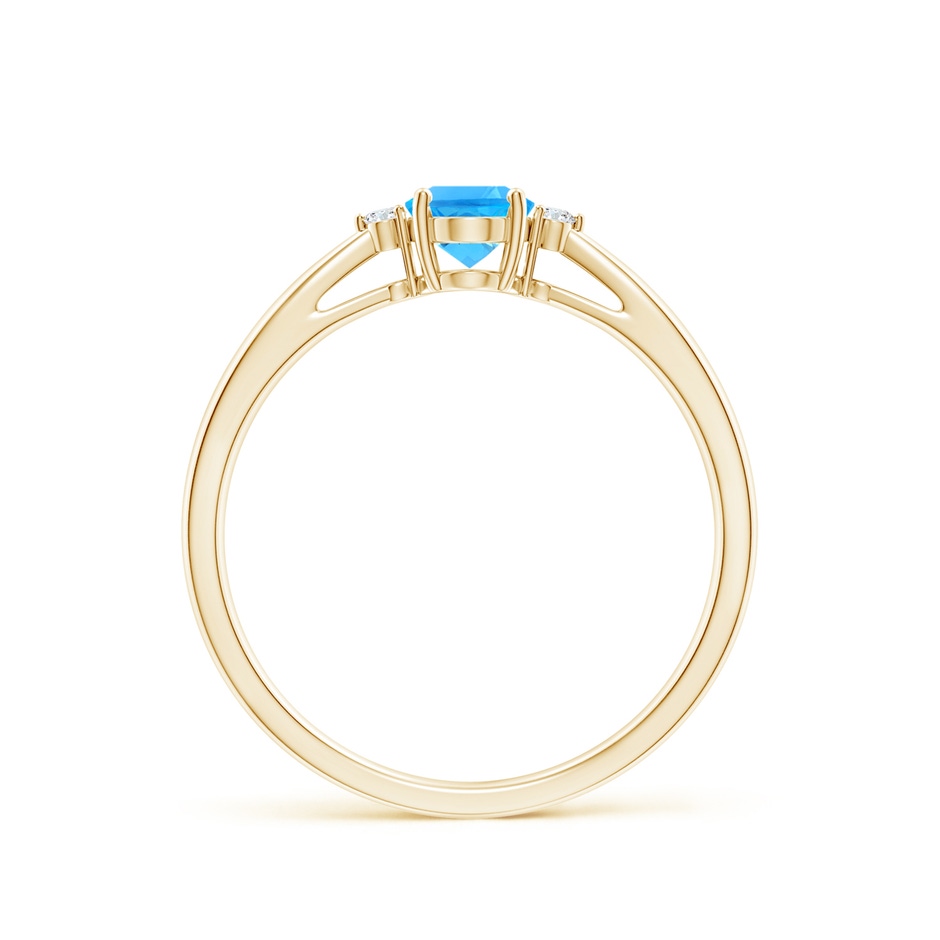 6x4mm AAAA Swiss Blue Topaz Reverse Tapered Shank Ring with Diamonds in Yellow Gold side-1