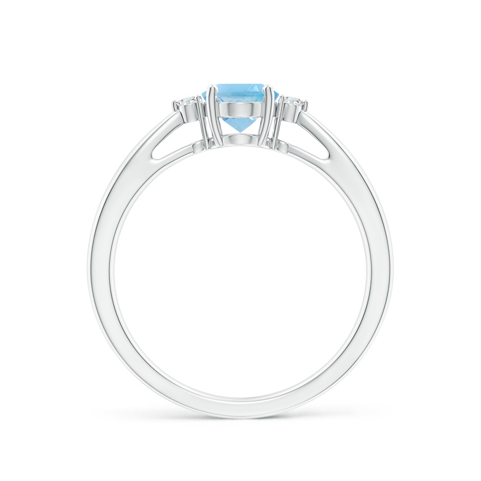 7x5mm A Swiss Blue Topaz Reverse Tapered Shank Ring with Diamonds in P950 Platinum side-1
