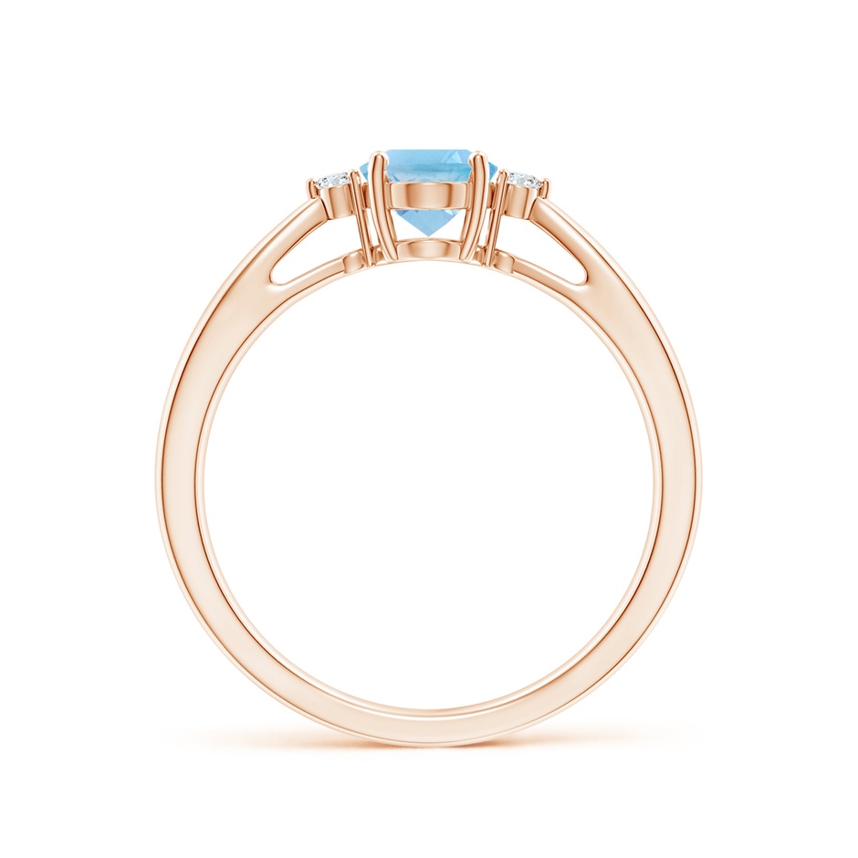7x5mm A Swiss Blue Topaz Reverse Tapered Shank Ring with Diamonds in Rose Gold side-1