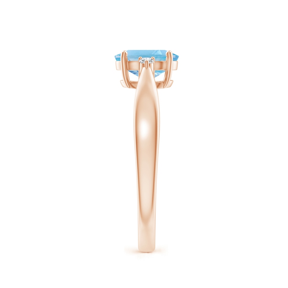 7x5mm A Swiss Blue Topaz Reverse Tapered Shank Ring with Diamonds in Rose Gold side-2