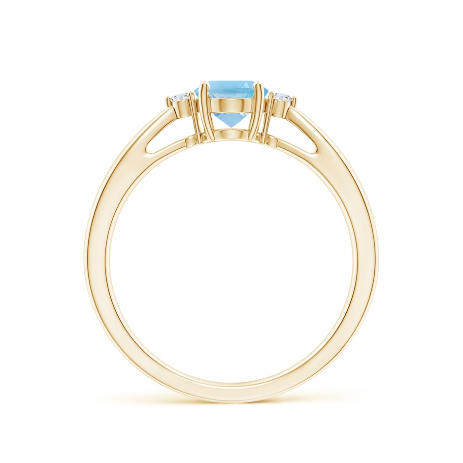 7x5mm A Swiss Blue Topaz Reverse Tapered Shank Ring with Diamonds in Yellow Gold side-1