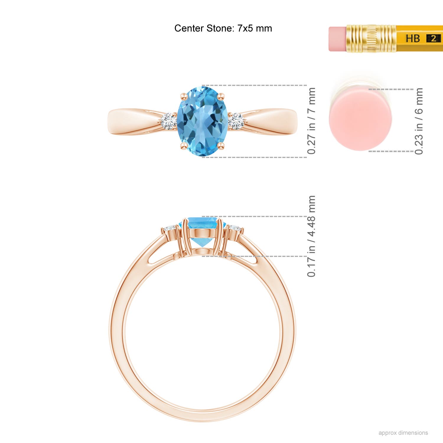 AA - Swiss Blue Topaz / 0.99 CT / 14 KT Rose Gold