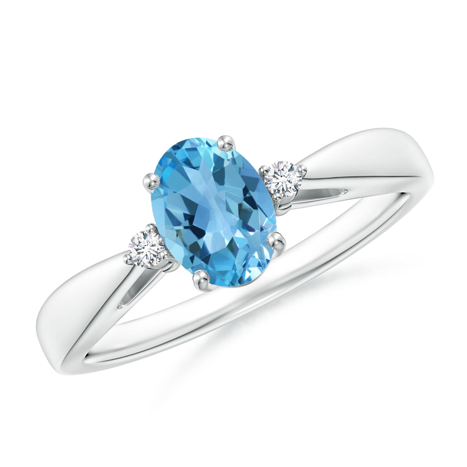 AA - Swiss Blue Topaz / 0.99 CT / 14 KT White Gold