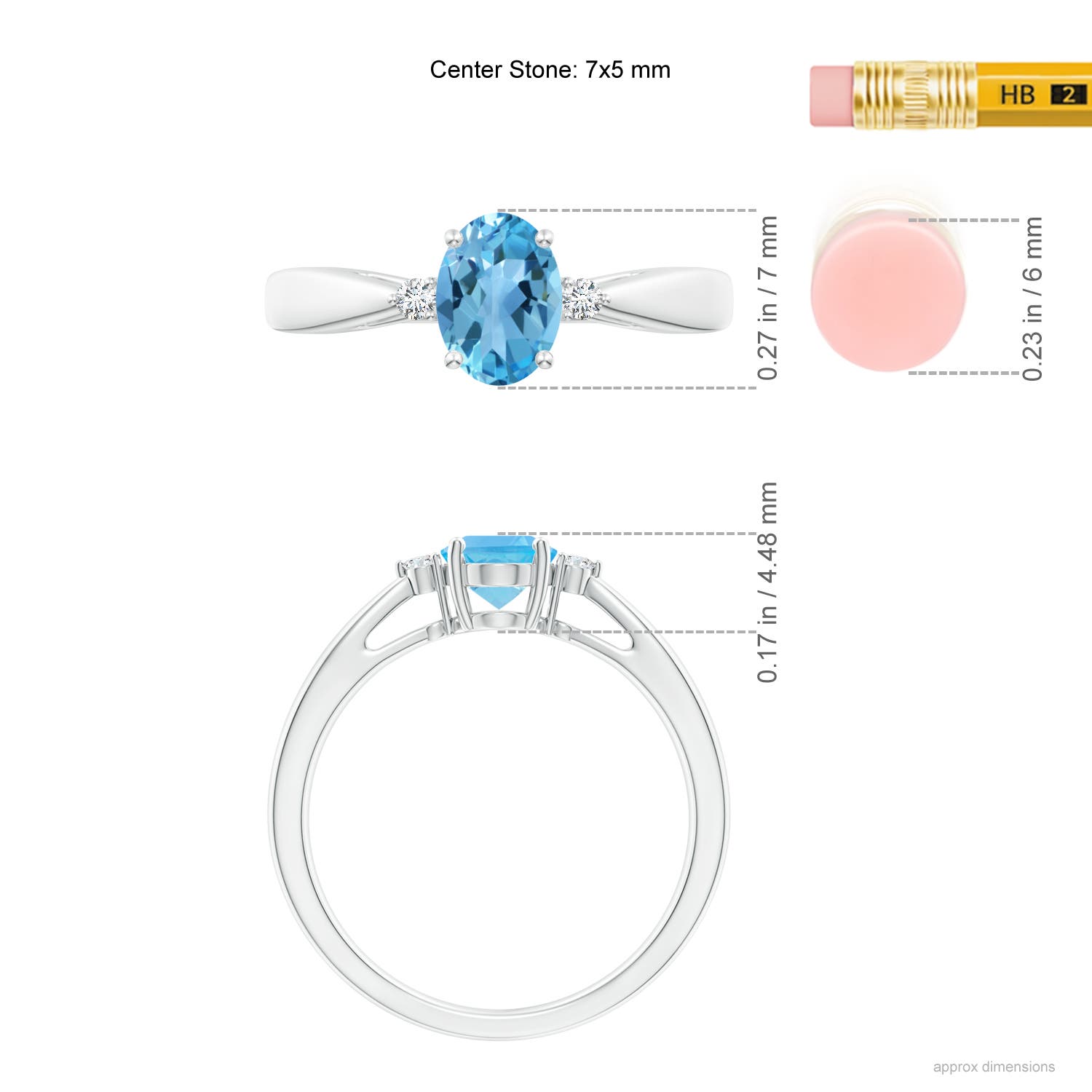 AA - Swiss Blue Topaz / 0.99 CT / 14 KT White Gold