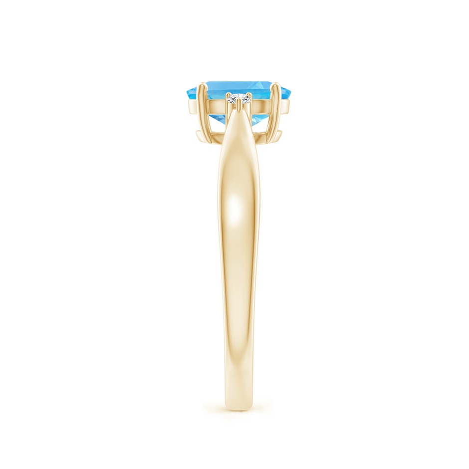 7x5mm AA Swiss Blue Topaz Reverse Tapered Shank Ring with Diamonds in Yellow Gold side-2