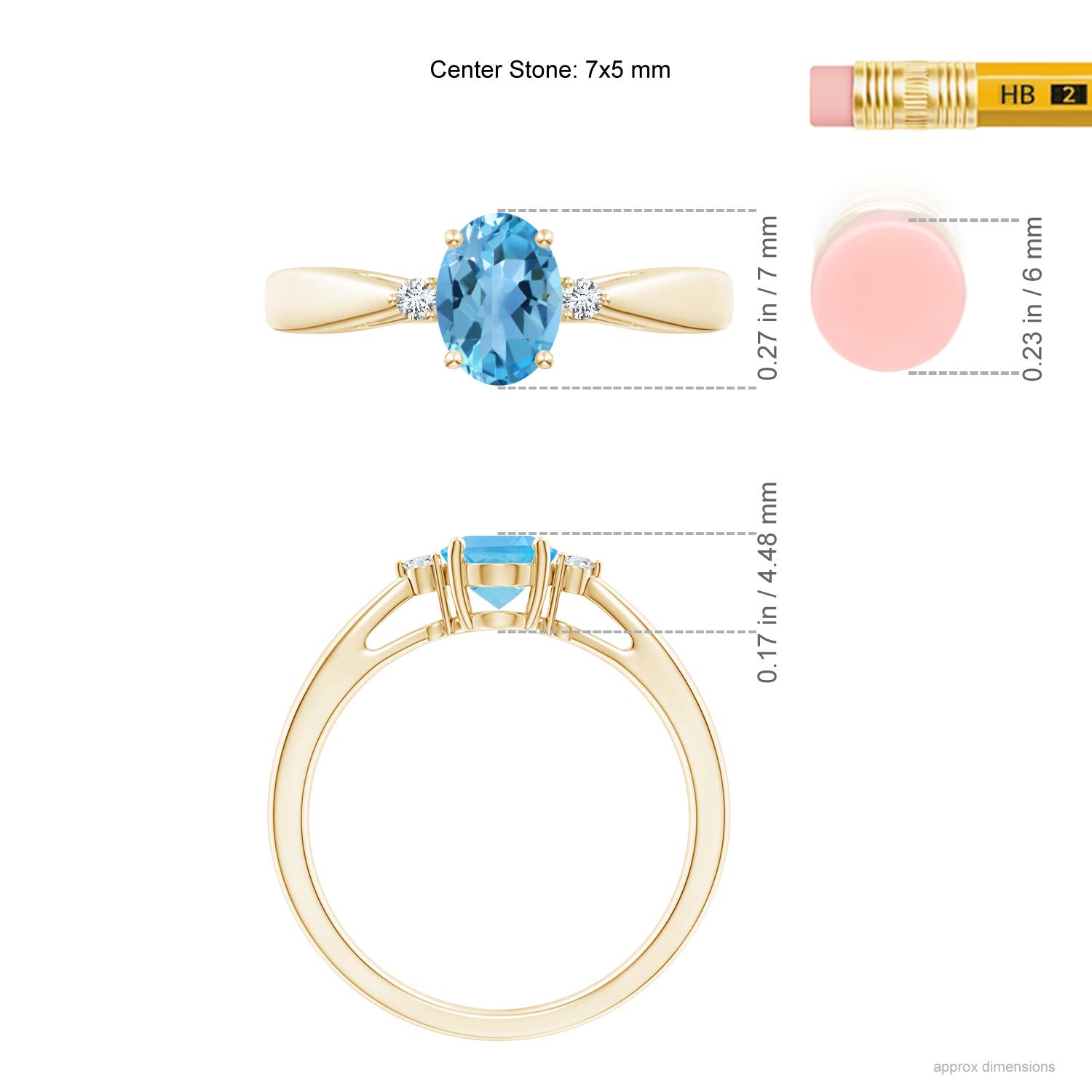 AA - Swiss Blue Topaz / 0.99 CT / 14 KT Yellow Gold