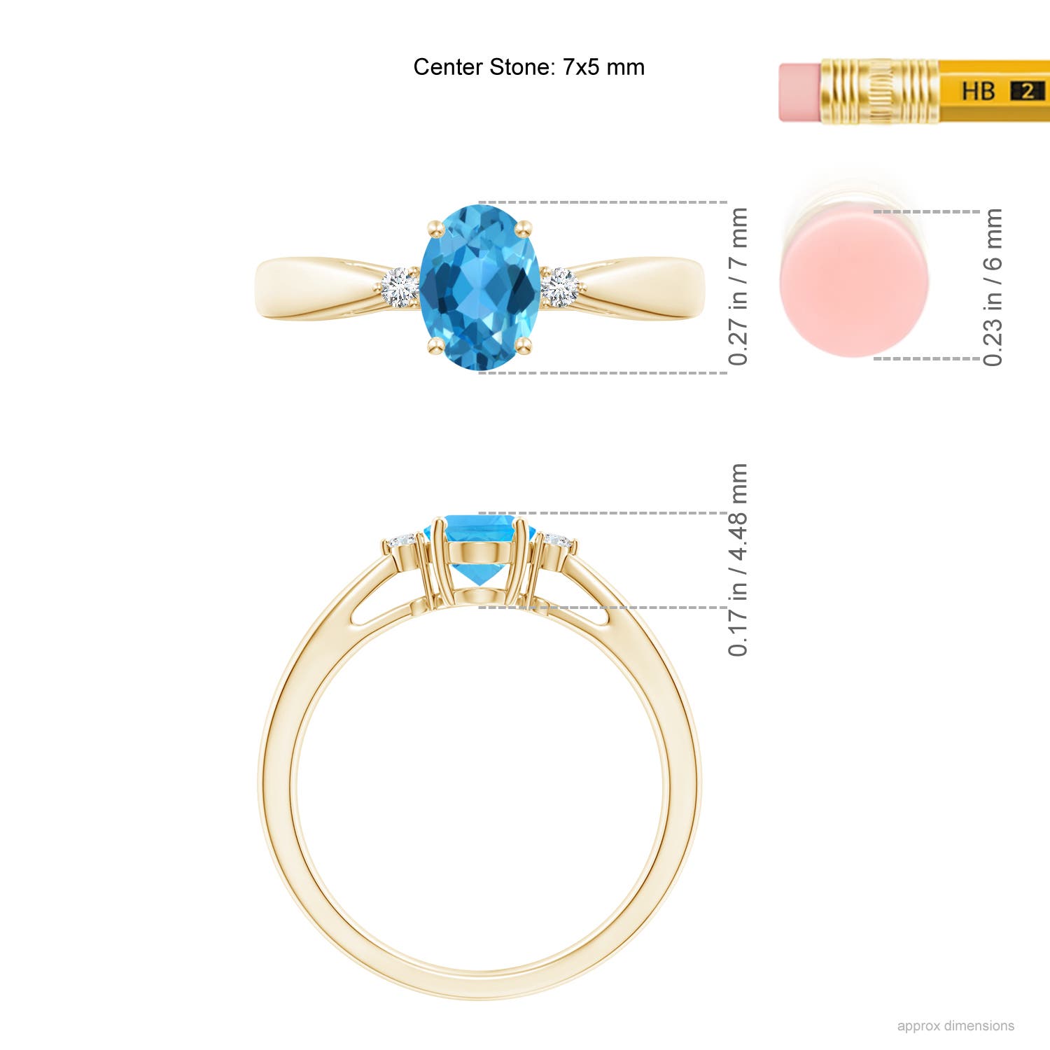 AAA - Swiss Blue Topaz / 0.99 CT / 14 KT Yellow Gold