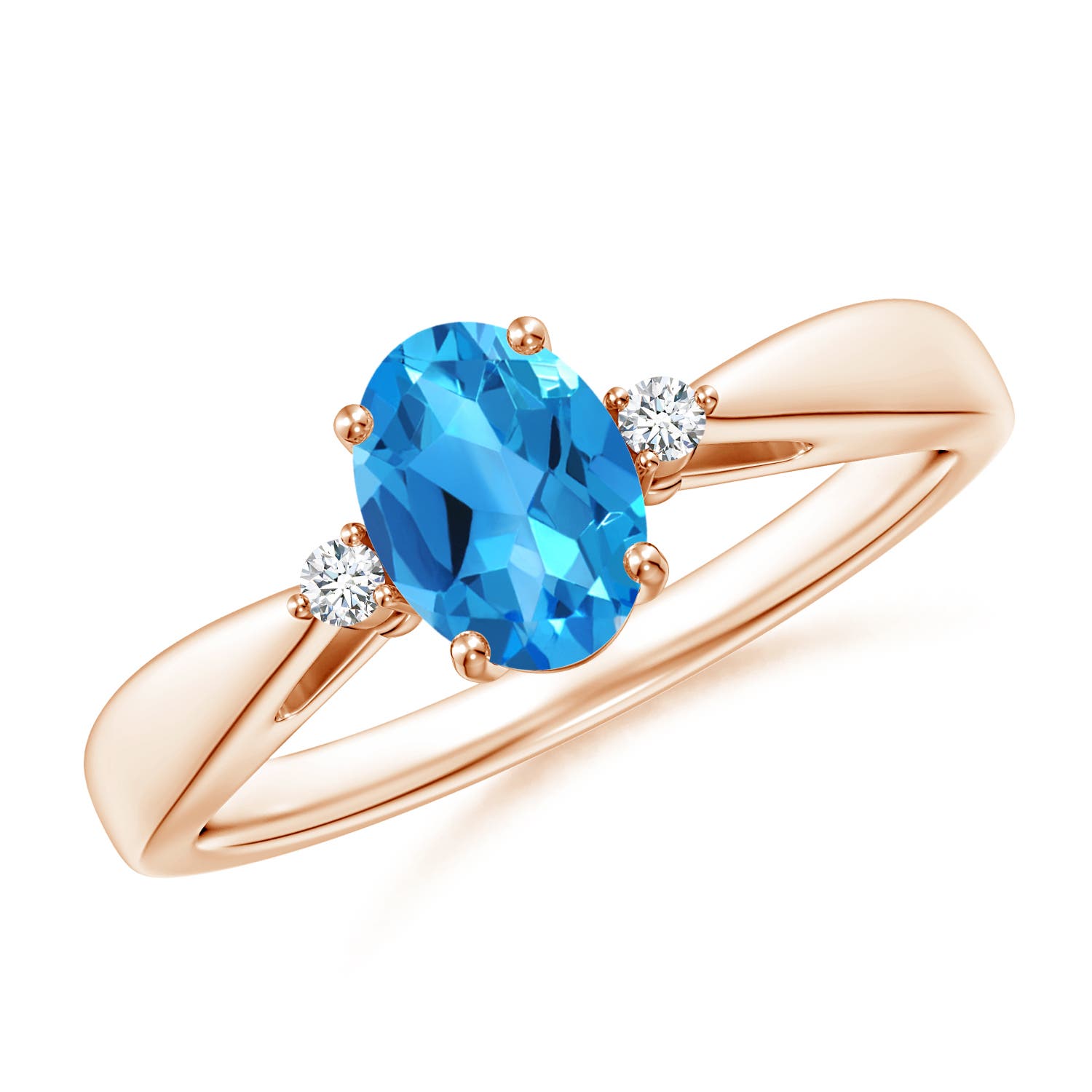 AAAA - Swiss Blue Topaz / 0.99 CT / 14 KT Rose Gold