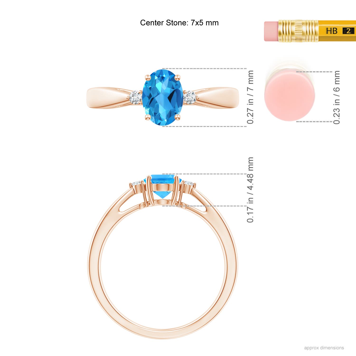 AAAA - Swiss Blue Topaz / 0.99 CT / 14 KT Rose Gold