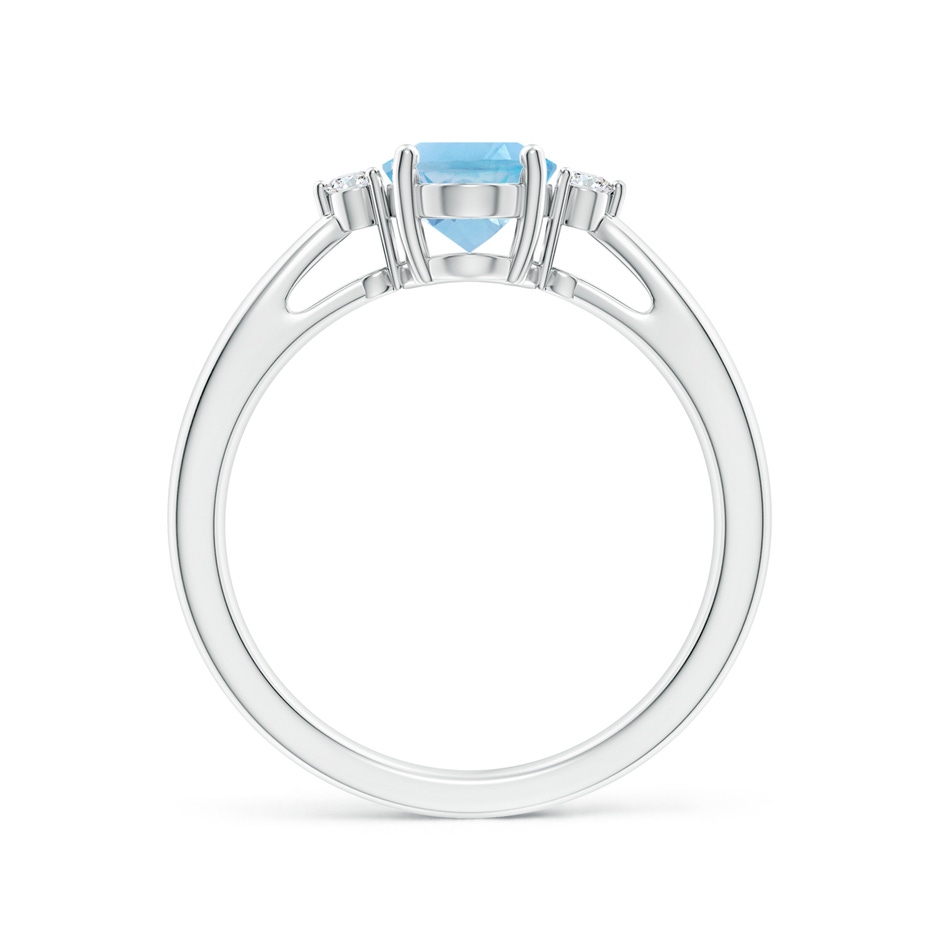 8x6mm A Swiss Blue Topaz Reverse Tapered Shank Ring with Diamonds in P950 Platinum side-1
