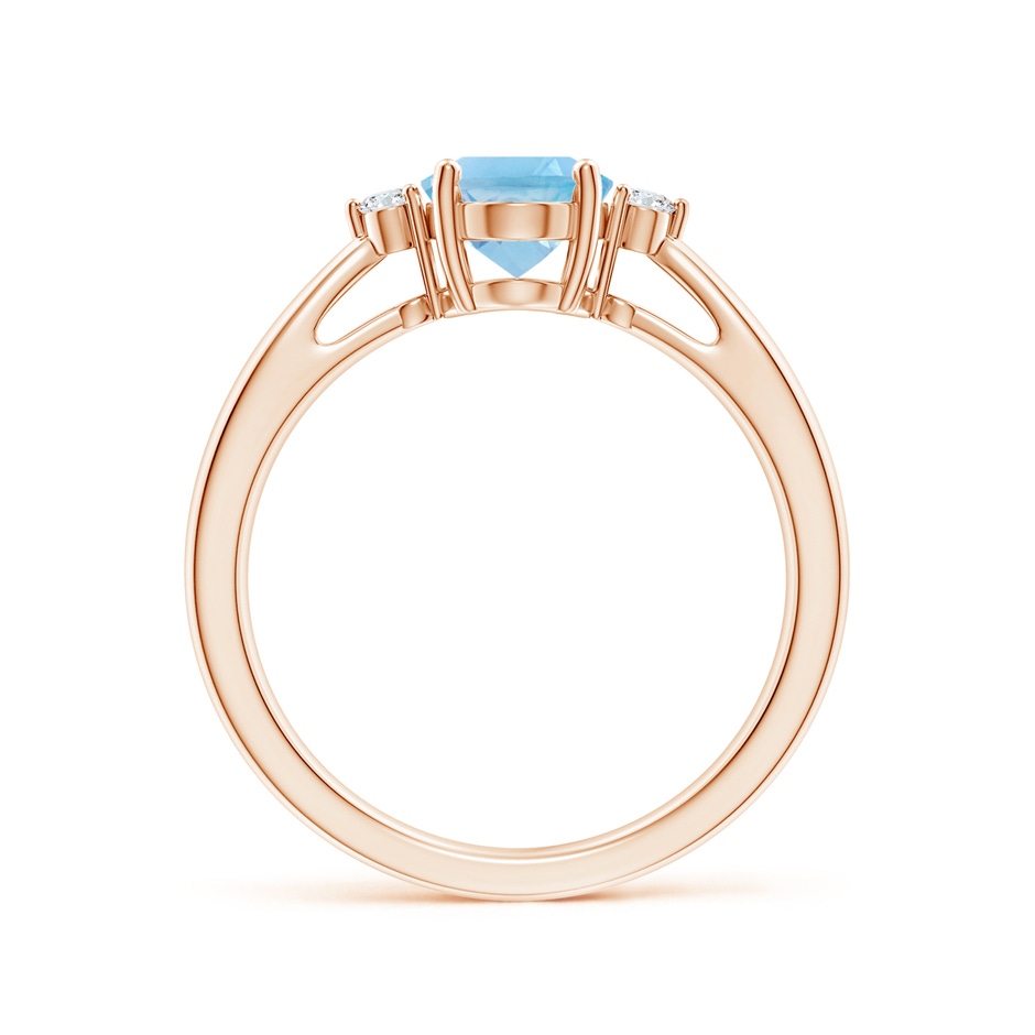 8x6mm A Swiss Blue Topaz Reverse Tapered Shank Ring with Diamonds in Rose Gold side-1
