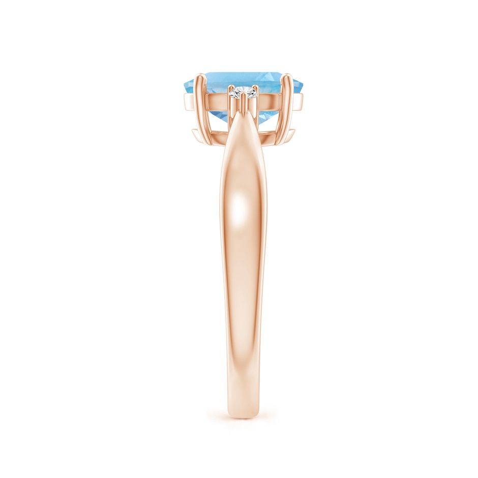8x6mm A Swiss Blue Topaz Reverse Tapered Shank Ring with Diamonds in Rose Gold side-2