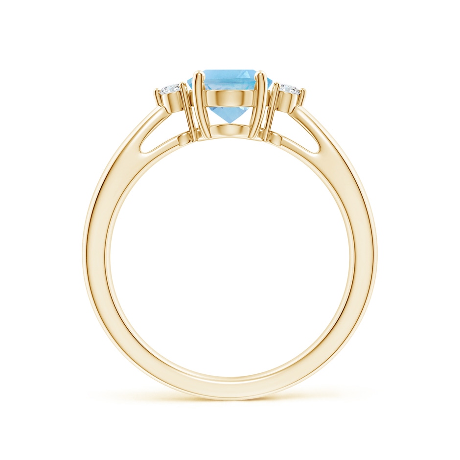 8x6mm A Swiss Blue Topaz Reverse Tapered Shank Ring with Diamonds in Yellow Gold side-1